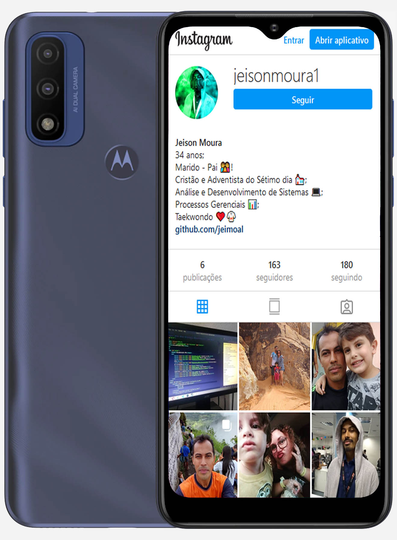 Celular com tela inicial do Instagram